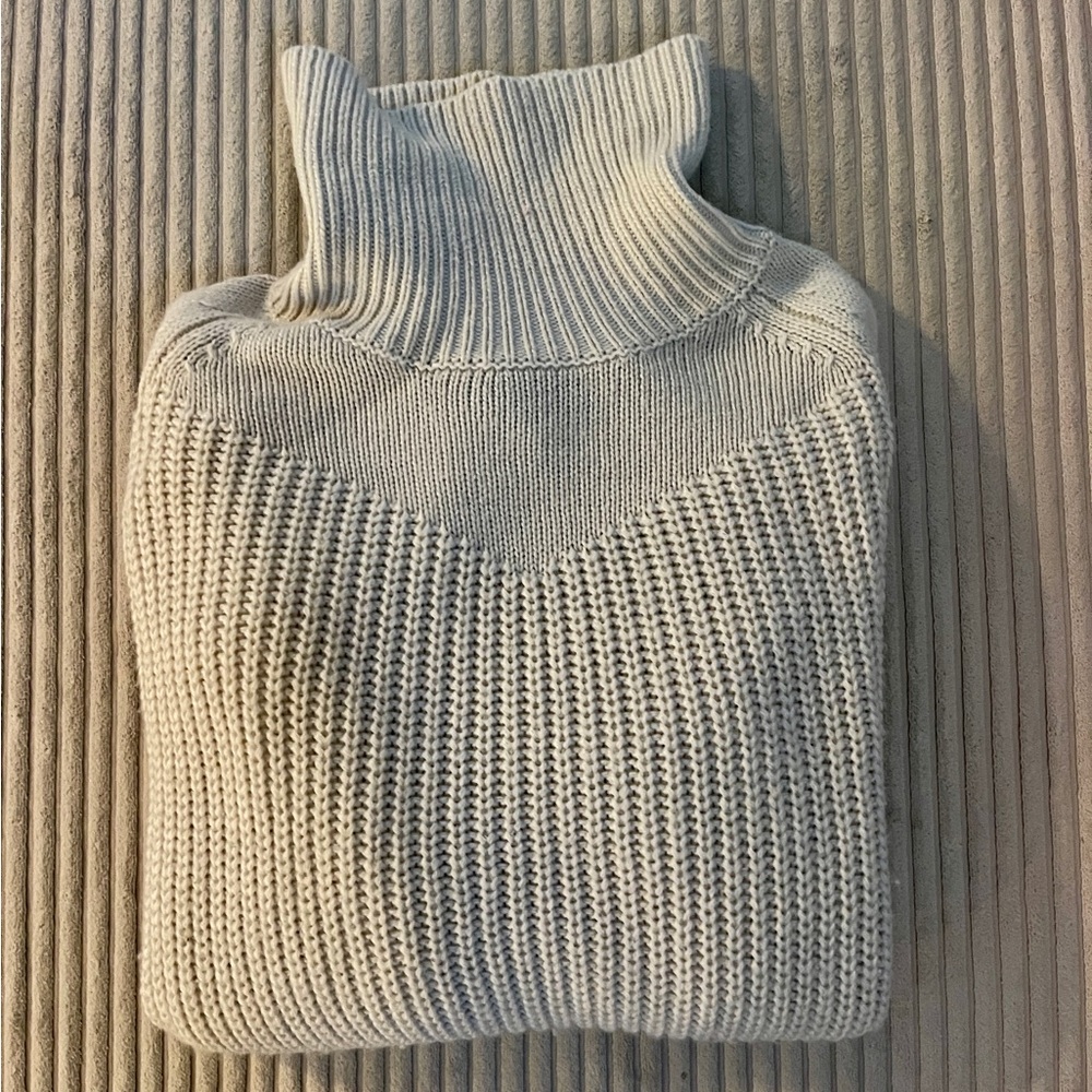 ROOLEE Chunky knit Cream Oatmeal Neutral Turtleneck Long Sleeve Sweater size XS